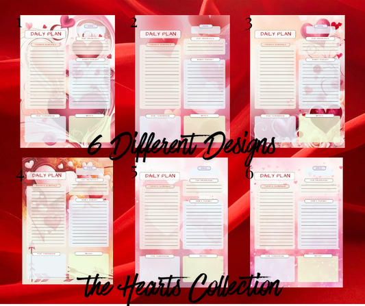 Hearts Collection Daily Plan Pad – Romantic Pink Planner Pad