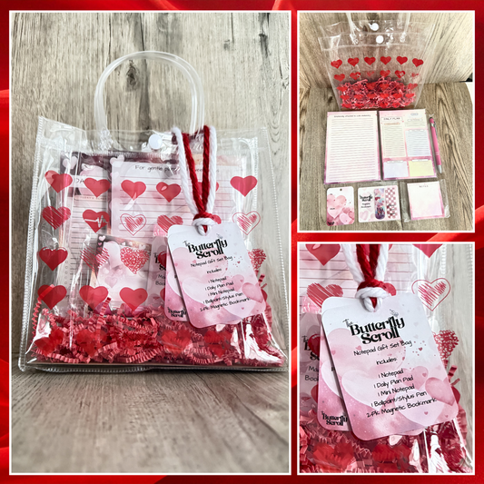 Hearts Collection Notepad Gift Set – Romantic Stationery Bundle